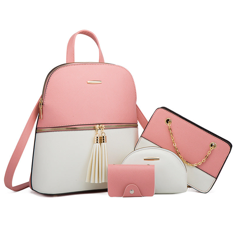 Wholesale PU Backpack, Single Shoulder Diagonal Cross Mother Bag, Four Piece Backpack Set